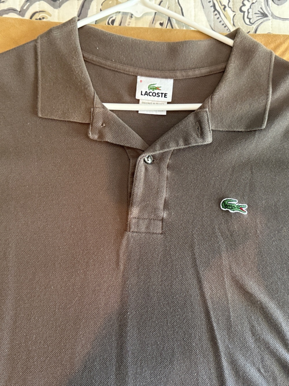 Lacoste Men's Tan Polo with Signature Crocodile